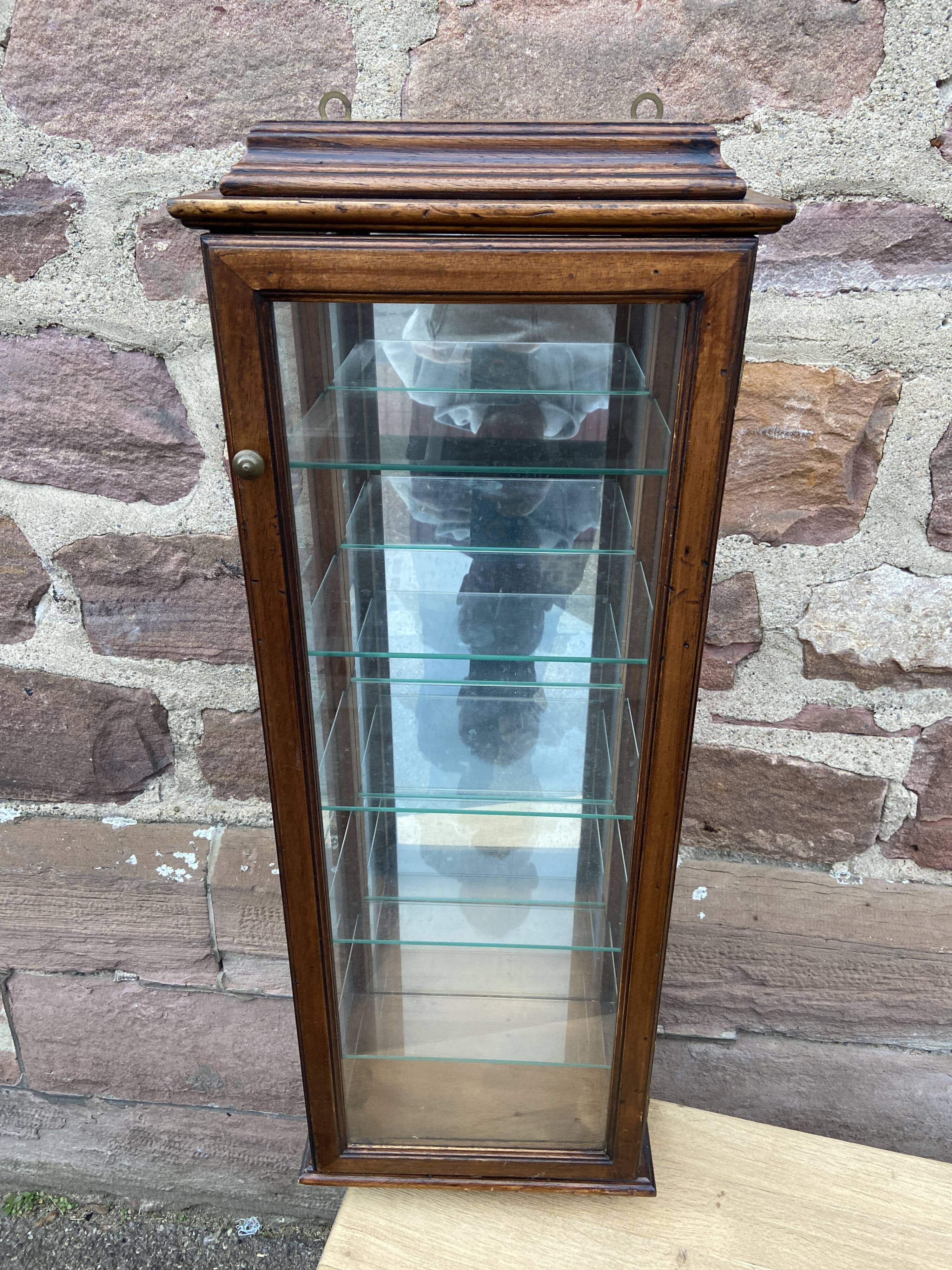Vintage wooden wall display cabinet