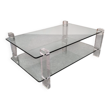 Glass and lucite coffee table by Karl Springer, USA circa 1980.