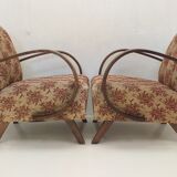 Set of 2 armchairs H 410 Halabala and coffee table for UP Závody, Czechoslovakia
