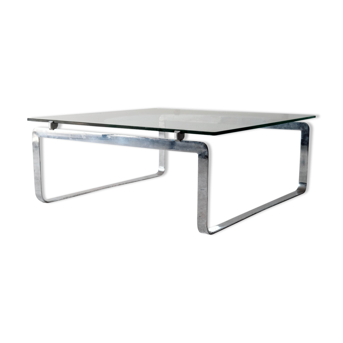 Coffe Table designed by Vittorio Introini, Steel and Glass, Italy, 1970s
