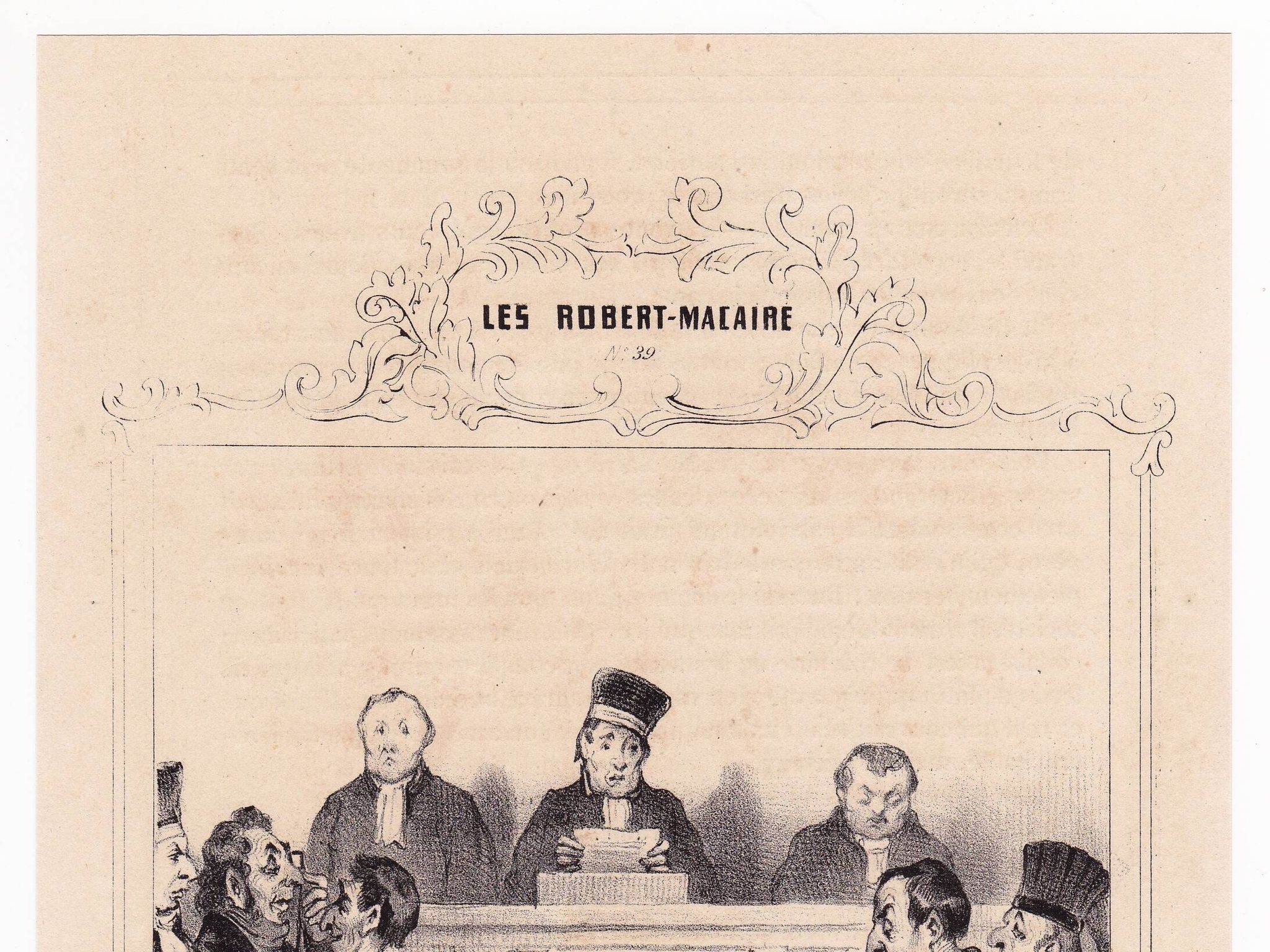 19th Century Lithograph Honoré Daumier 1839 Court Lawyer Judge Magistrate Justice
