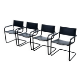 Set of 4 Bauhaus cantilever chairs in black imitation leather design