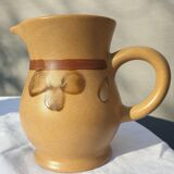 Sandstone pitcher decorated hand Nadège de Sarreguemines 1970