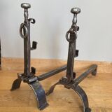 Large wrought iron andirons from the 18th century