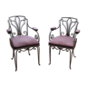 Pair of art deco wrought iron armchairs