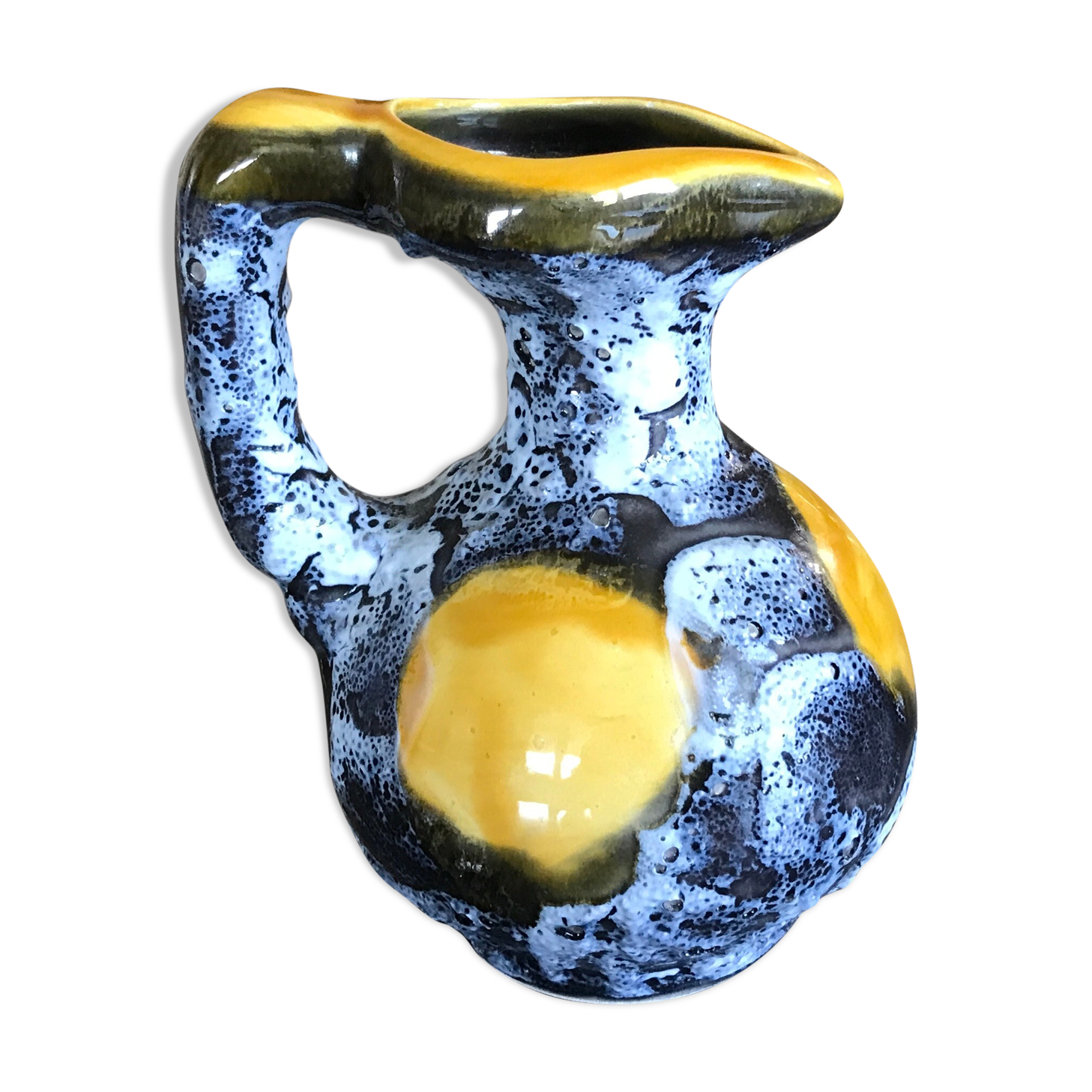 Ceramic pitcher fat lava from vallauris 14.5 cm