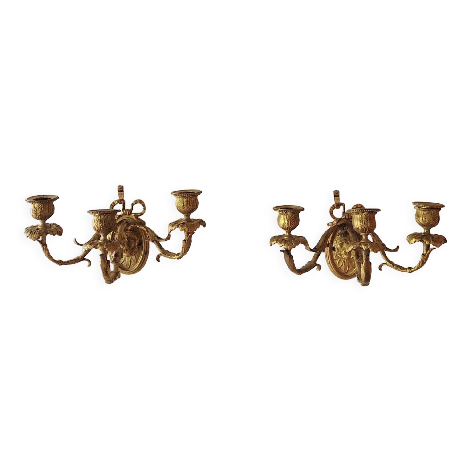 Paire d'appliques en bronze doré