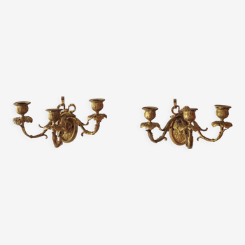 Pair of gilded bronze sconces