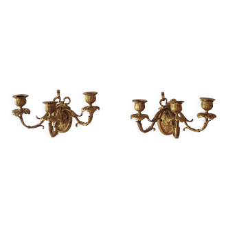 Pair of gilded bronze sconces
