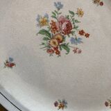 Oval serving dish, Labrut Grigny, small flowers model and golden border.