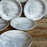 Six assiettes céramique Niderviller service "Chatons" années 50.