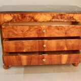 Restoration period commode with walnut burl, marble top.