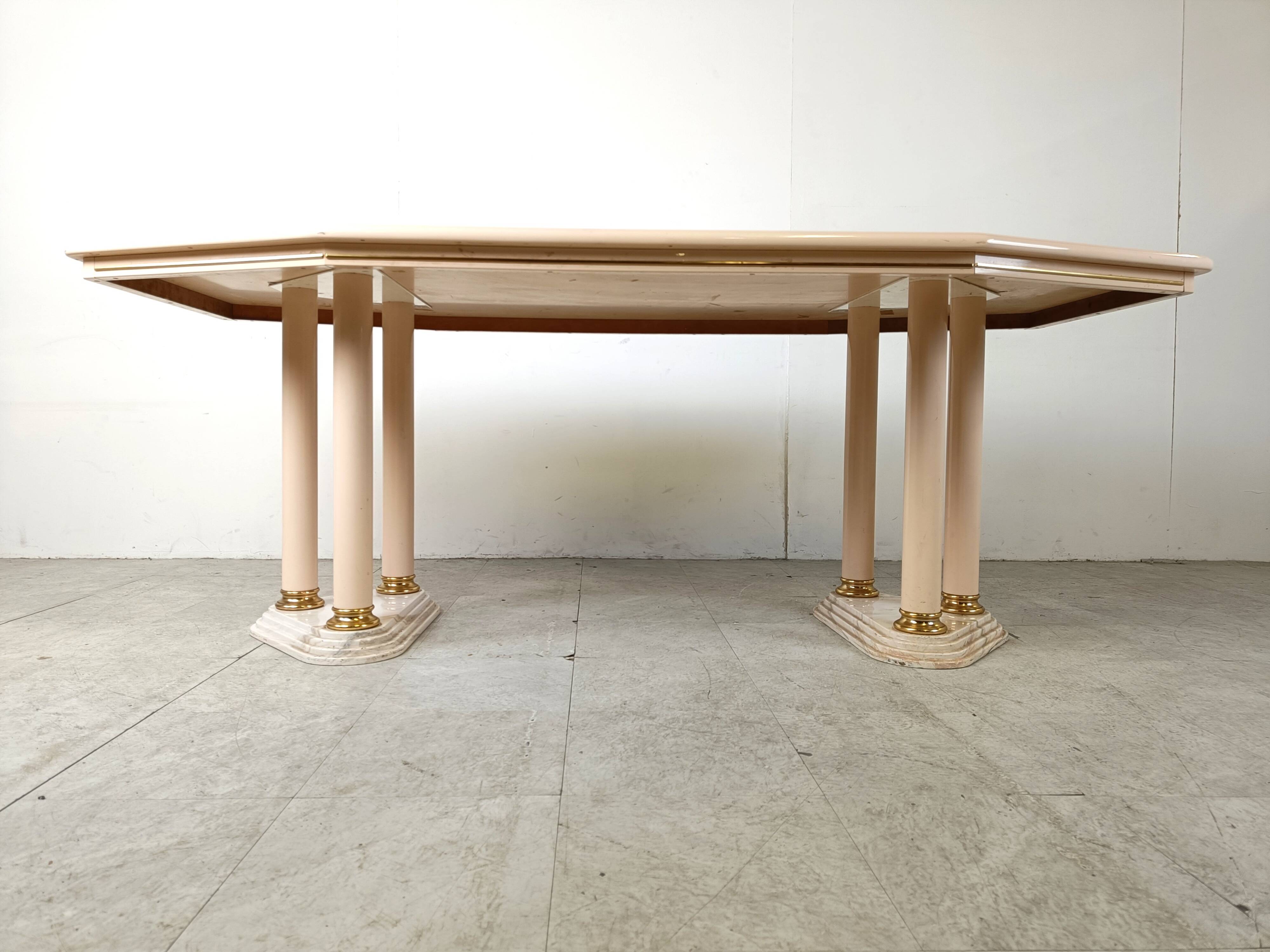Vintage beige lacquered dining table, 1970s