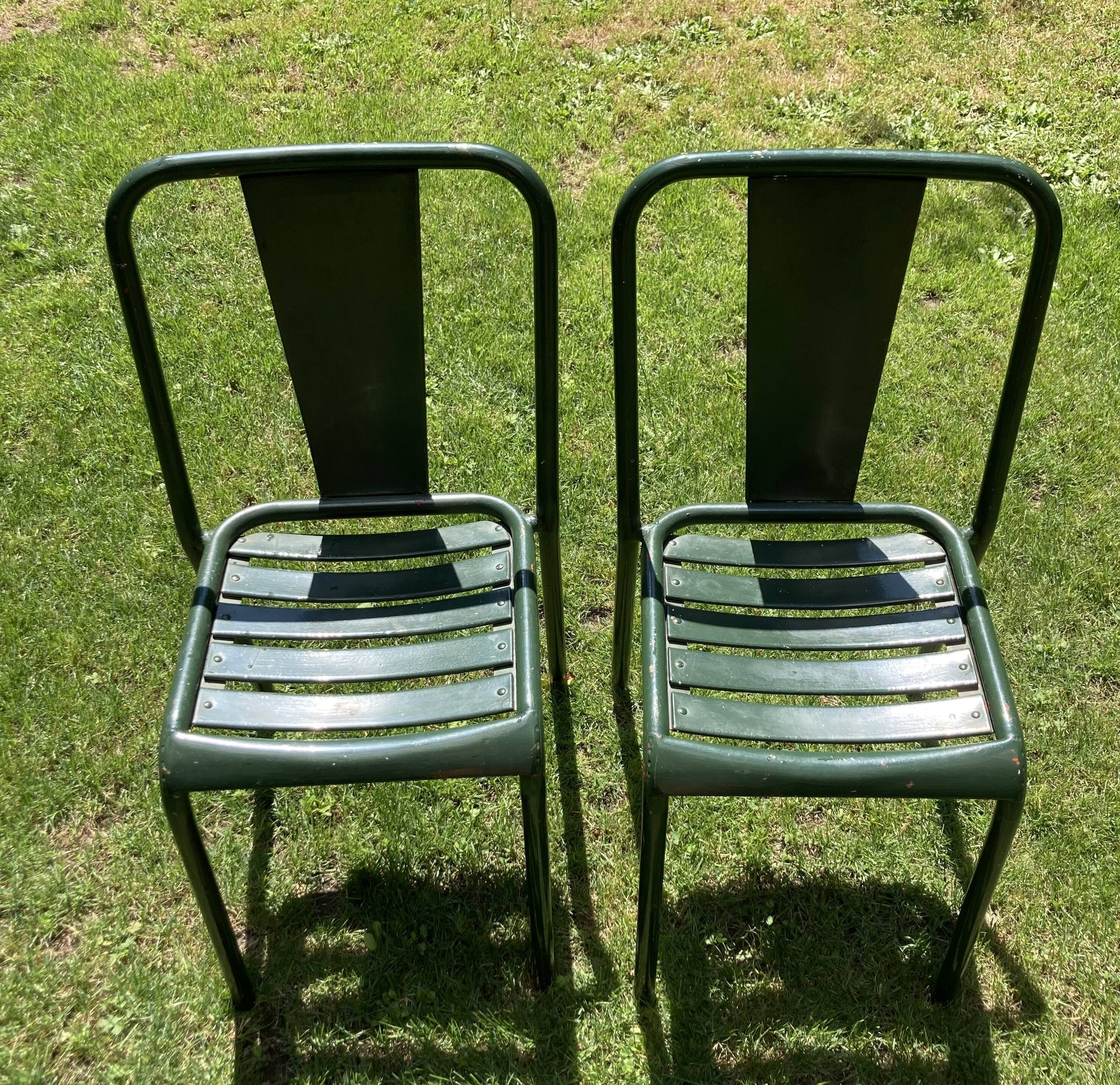 Tolix set, 2 t4 chairs and a Tolix mini kub table