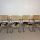 4 fauteuils cannés chrome et bois années 70