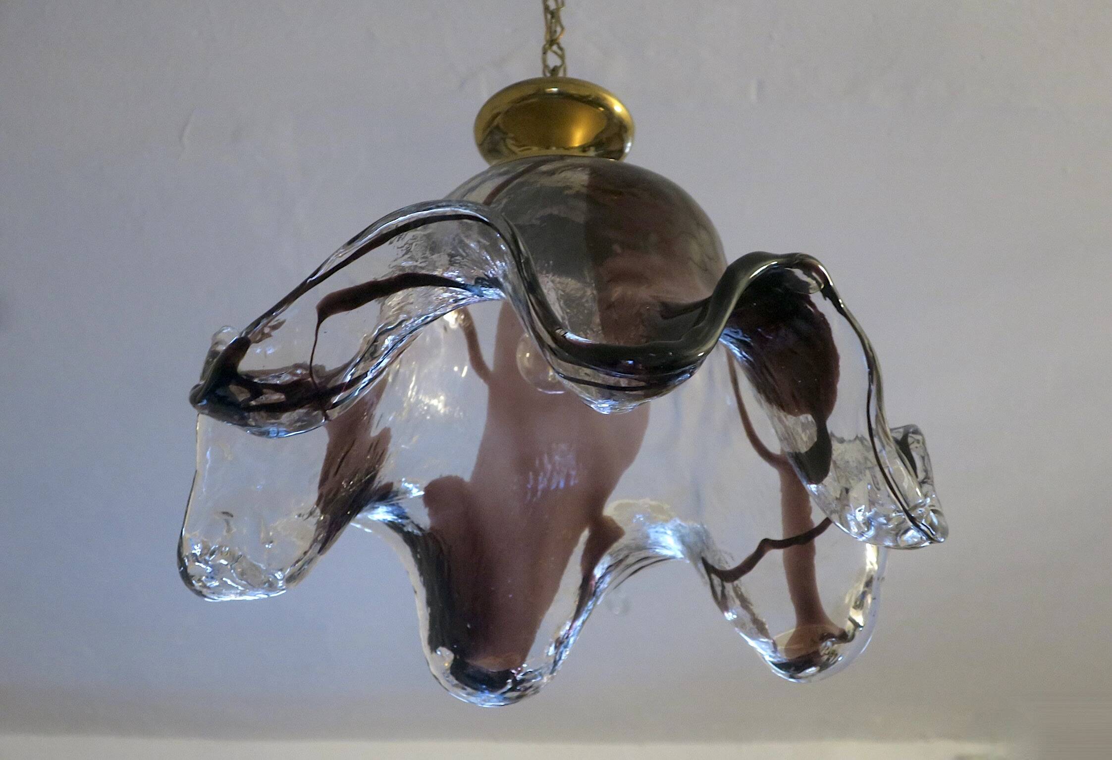 Large art glass pendant light, Pertti Santalahti for Humppila, Norway 1960s