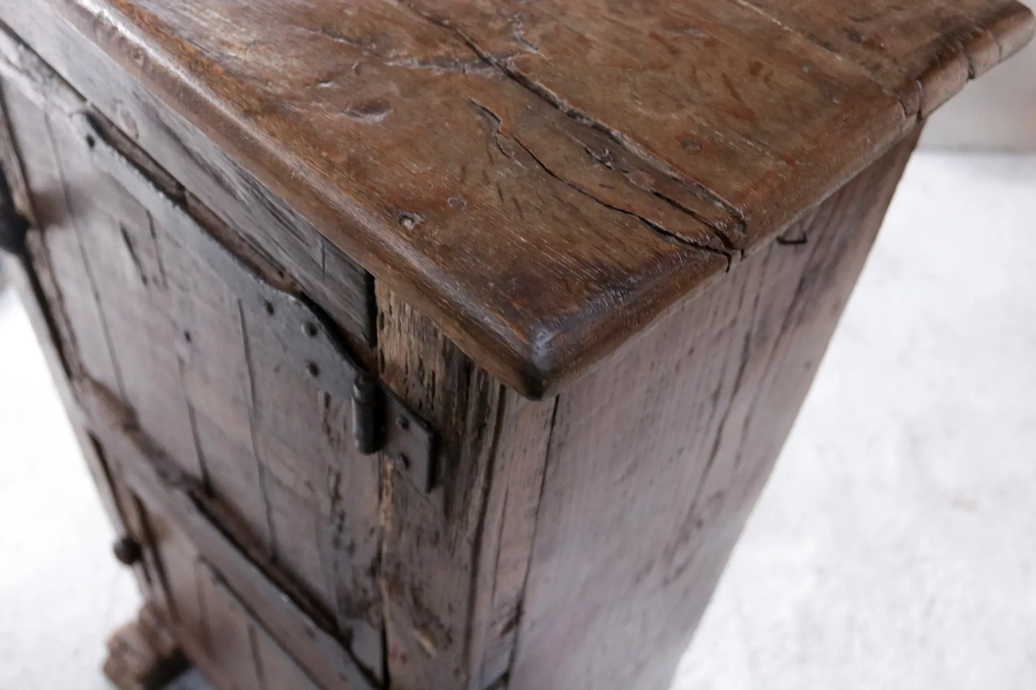 18th-century German primitive cabinet on sledge feet with forged hardware