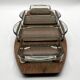 Teak tray and its 4 stackable glass dishes • Denmark • 1960