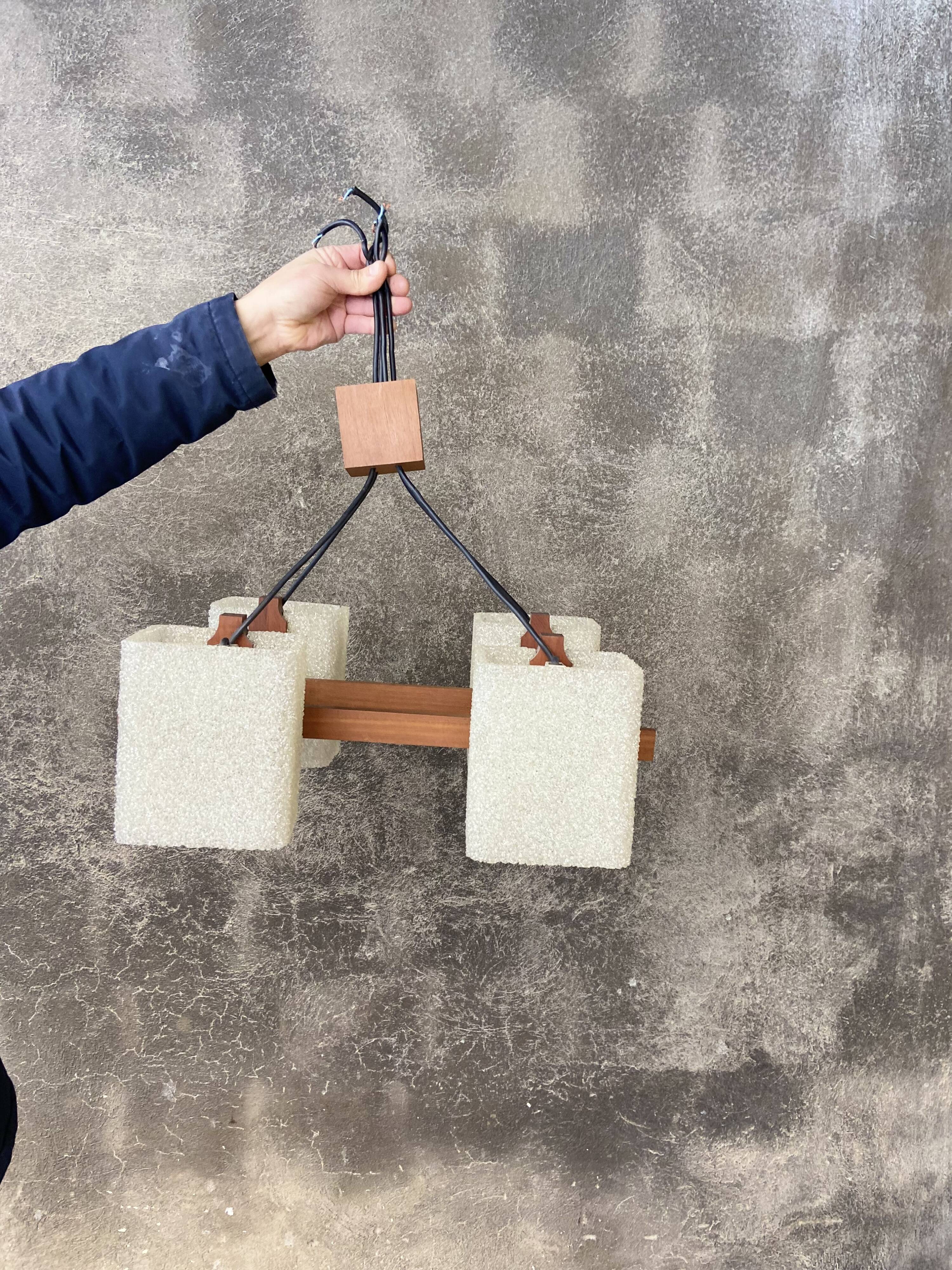 Scandinavian teak pendant chandelier