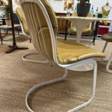 Set of 4 vintage CIDUE chairs – yellow leather – Italy