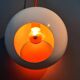White openwork pendant light with orange interior 1970/1980.
