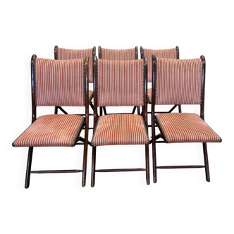Set of 6 folding chairs in mahogany