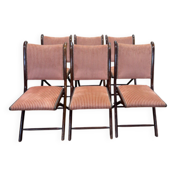 Set of 6 folding chairs in mahogany