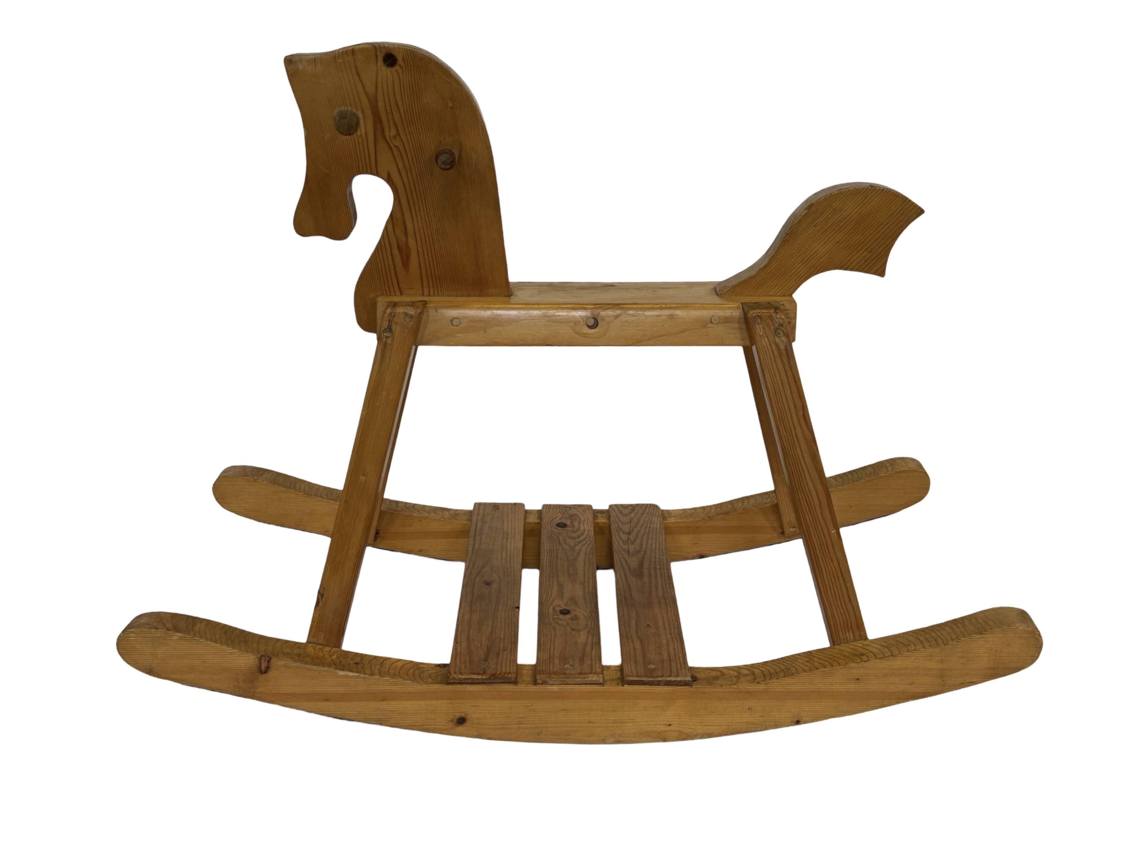 Vintage rocking horse 60s pinewood design minimalist design