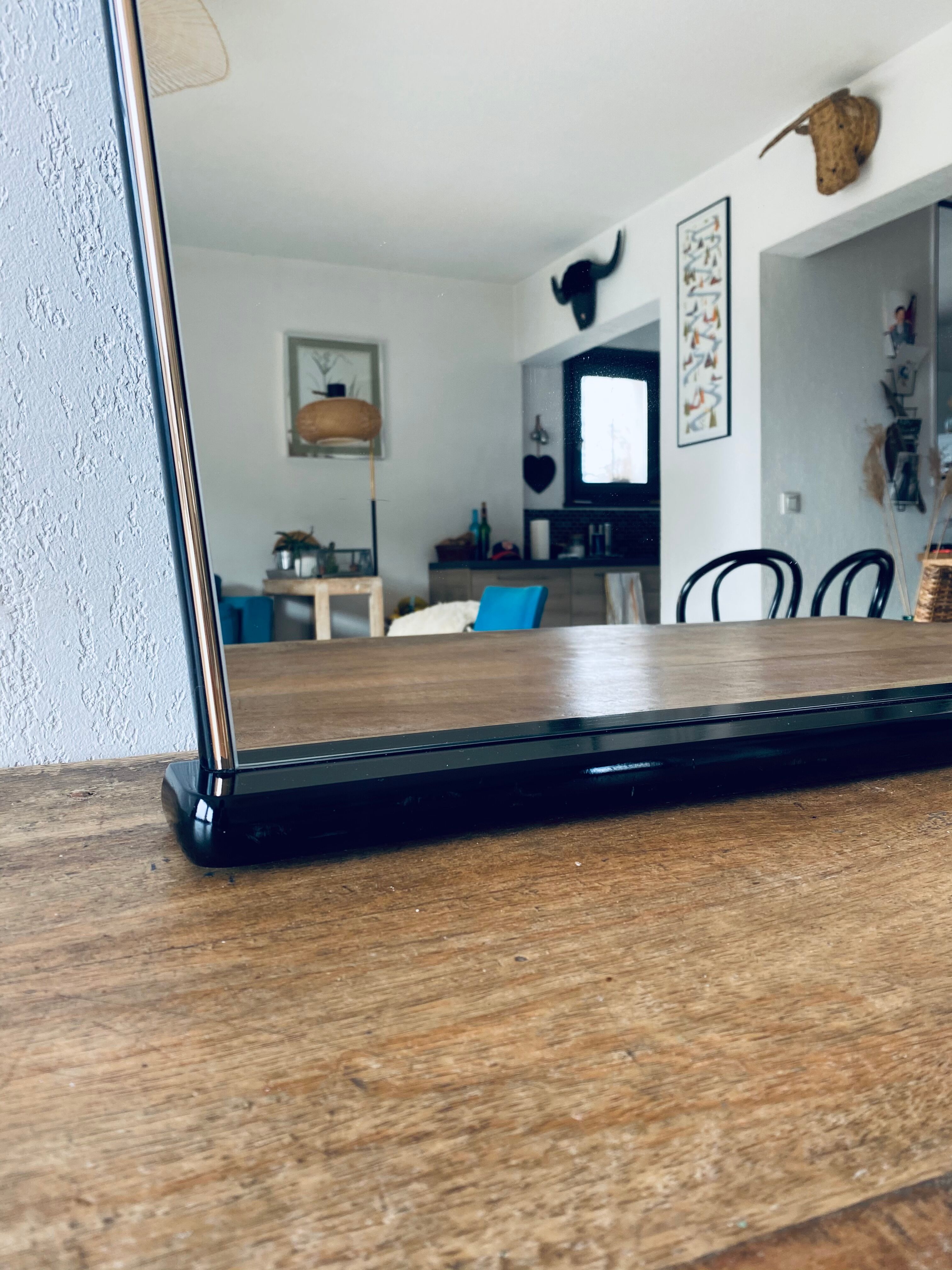 Black and gold art deco mirror - 81x69cm