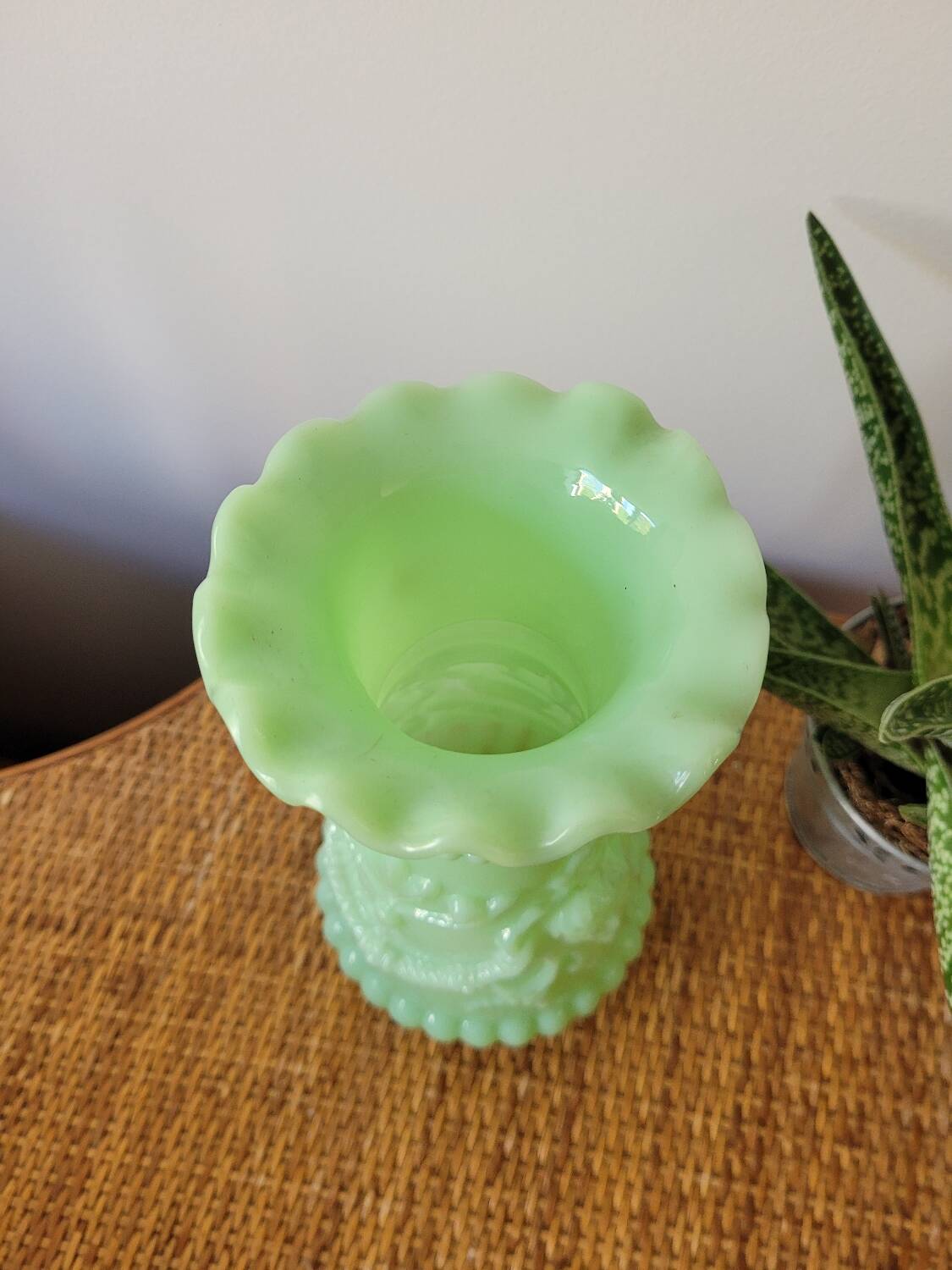 Green fairground opaline vase
