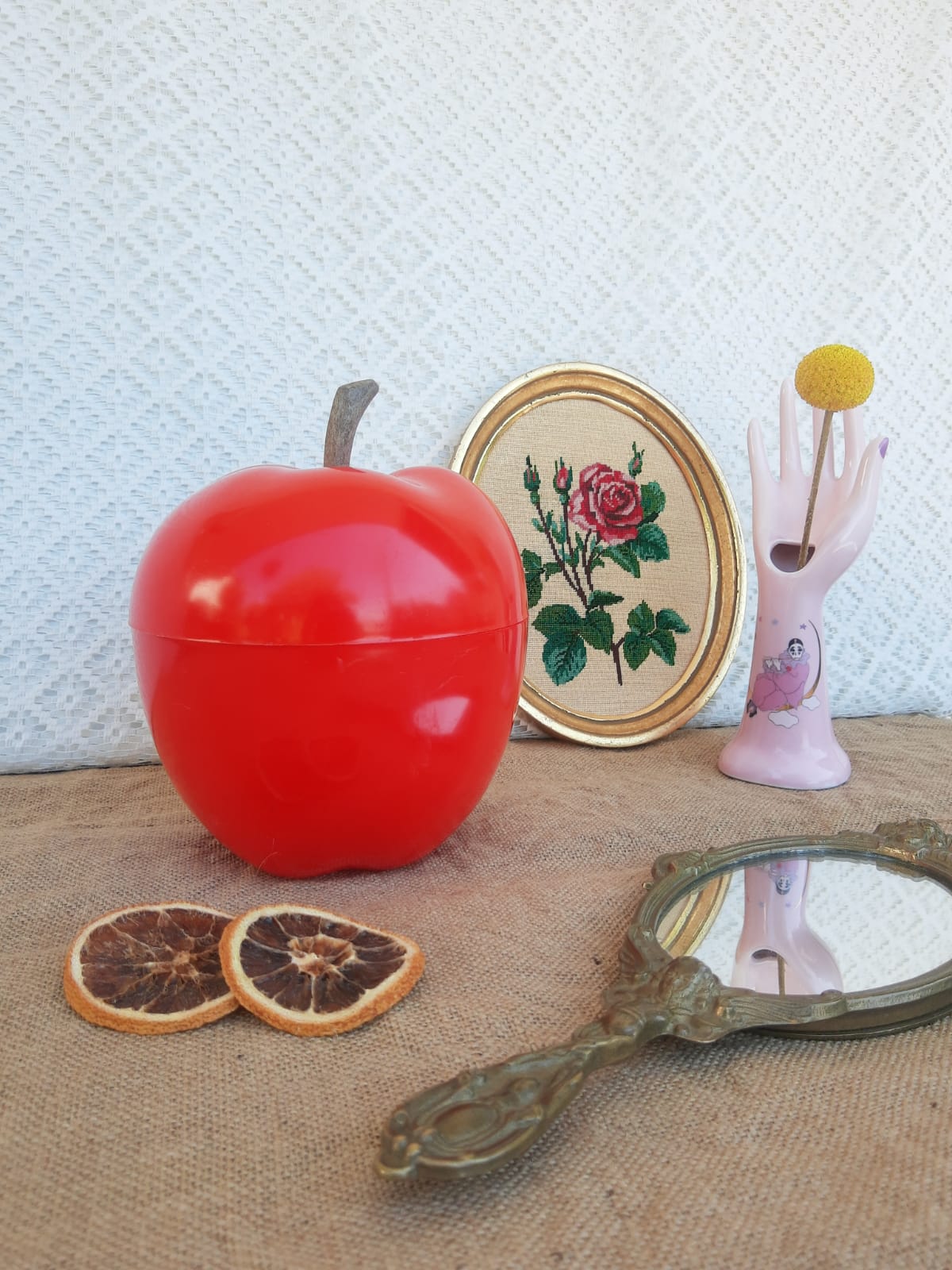 Seau pomme à glacons rouge vintage