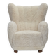 1960s, Danish design, reupholstered highback armchair, genuine sheepskin.