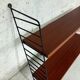 Vintage wall shelf in teak and black metal String Tomado style