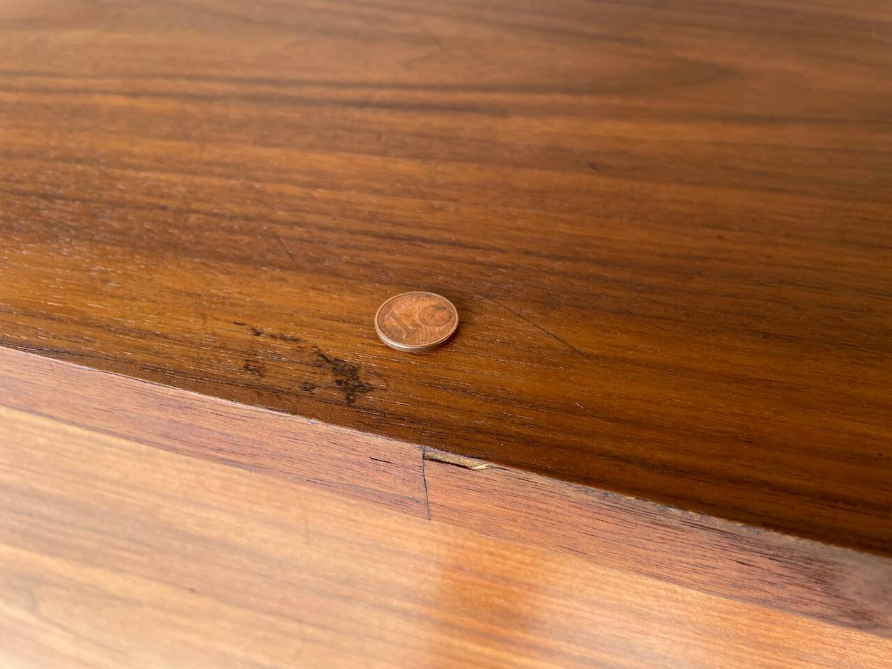 Vintage walnut commode with tapered legs circa 1950s