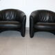 2 armchairs swann black leather