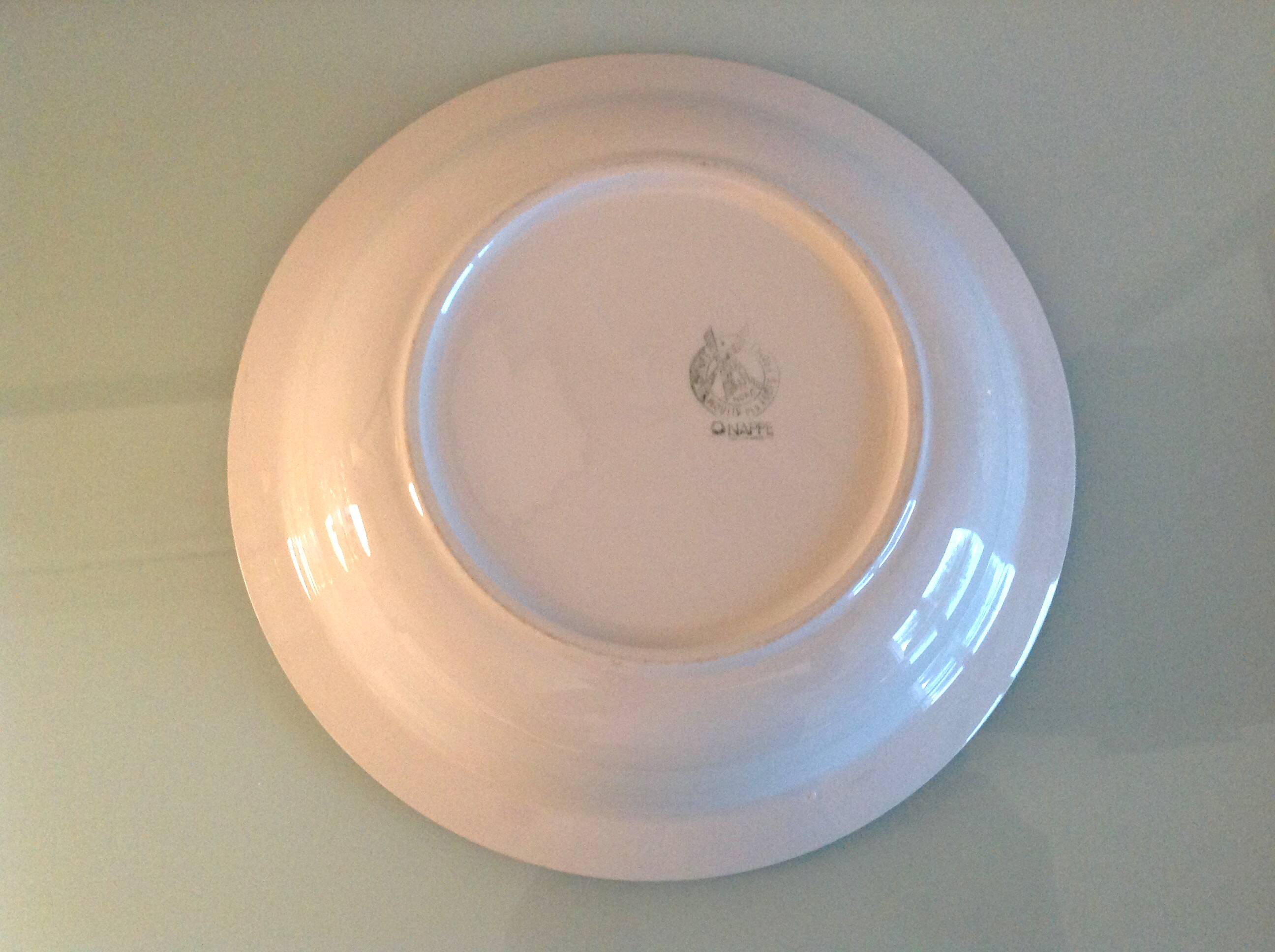 Round hollow dish Moulin des Loups green tablecloth model / 50s-60s