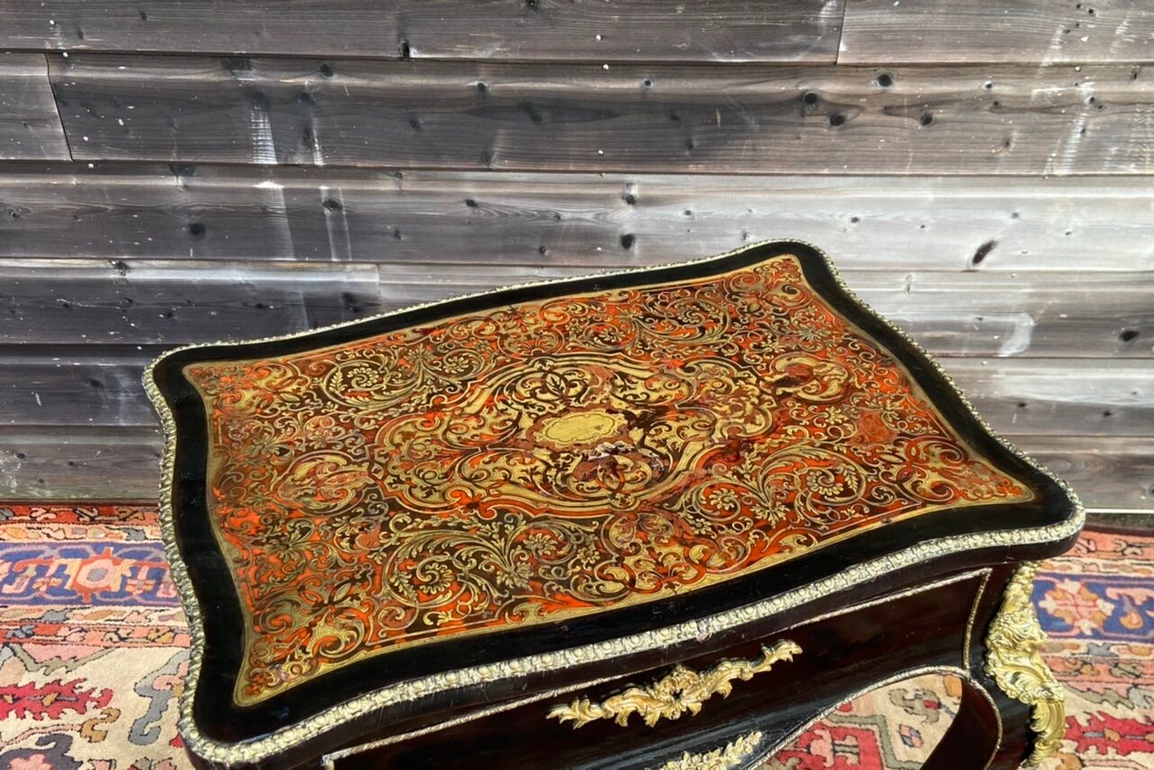 Little Writing Table En Marquetry Boulle From Napoleon III era