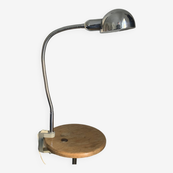 Lampe vintage 1950 à étau industrielle chromée Jumo 215 - 55 cm