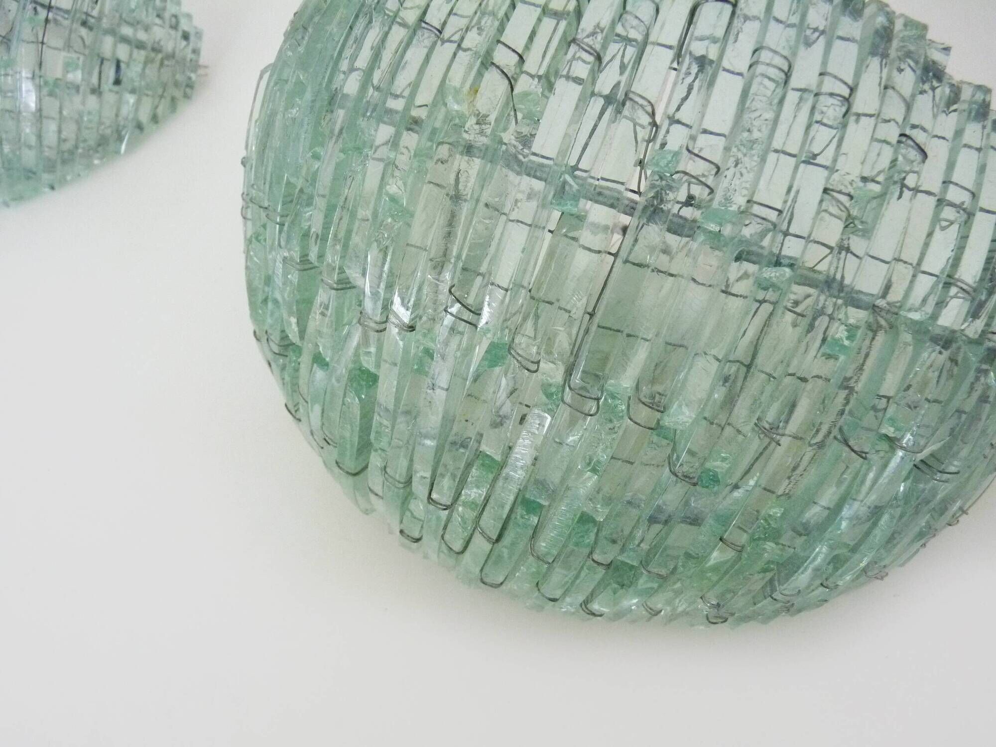 Pair of designer wall lights in vintage glass slats from the 70s/80s