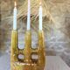 Enamelled terracotta candle holder
