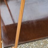 Vintage double wooden side table with copper base from the 50s