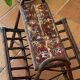 Rattan magazine rack, shelf with ceramic tiles R. Capron