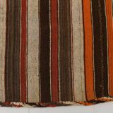 6x8 Brown Red Striped Vintage Kilim Rug, 195x259Cm