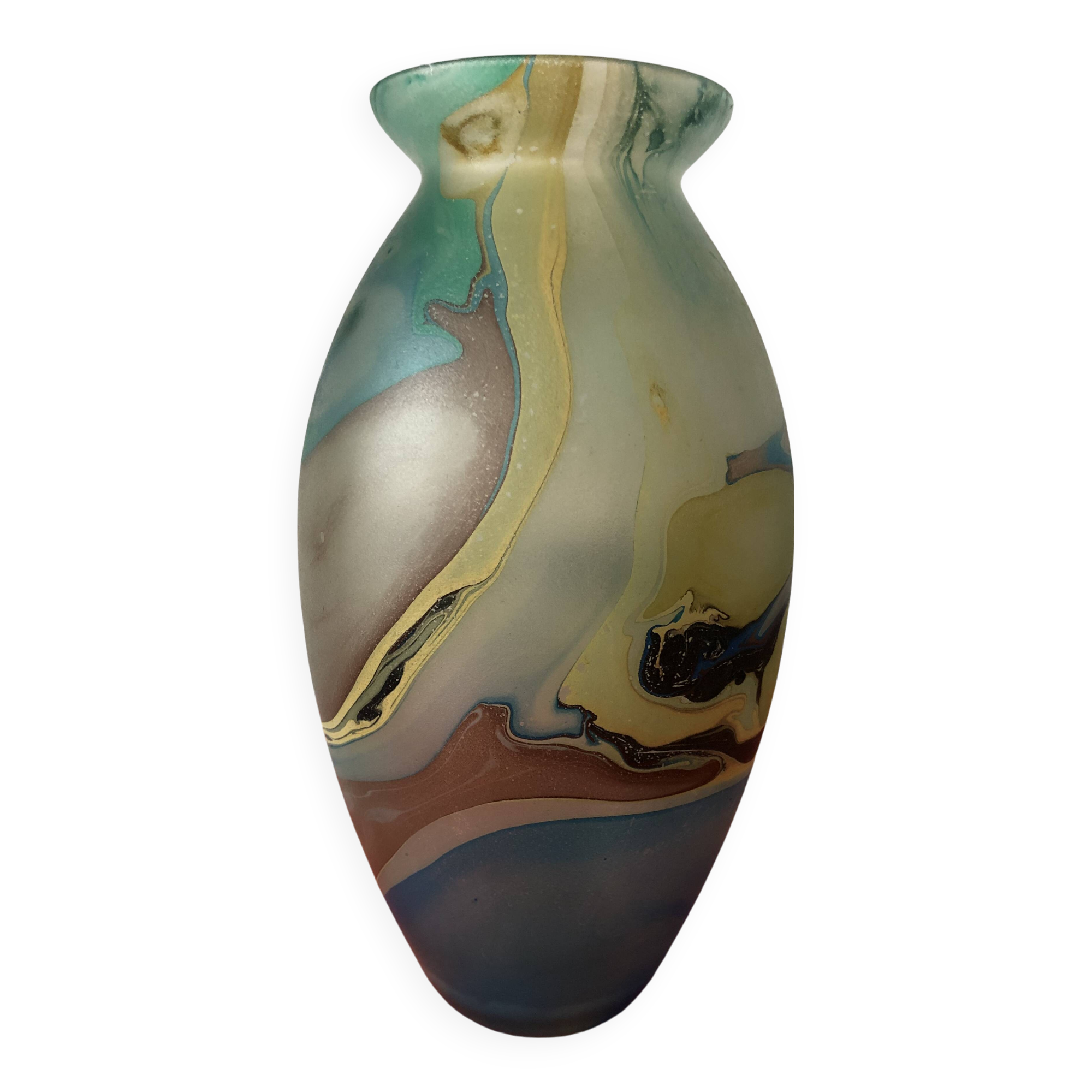 Large glass vase signed Jean-Noël Bouillet