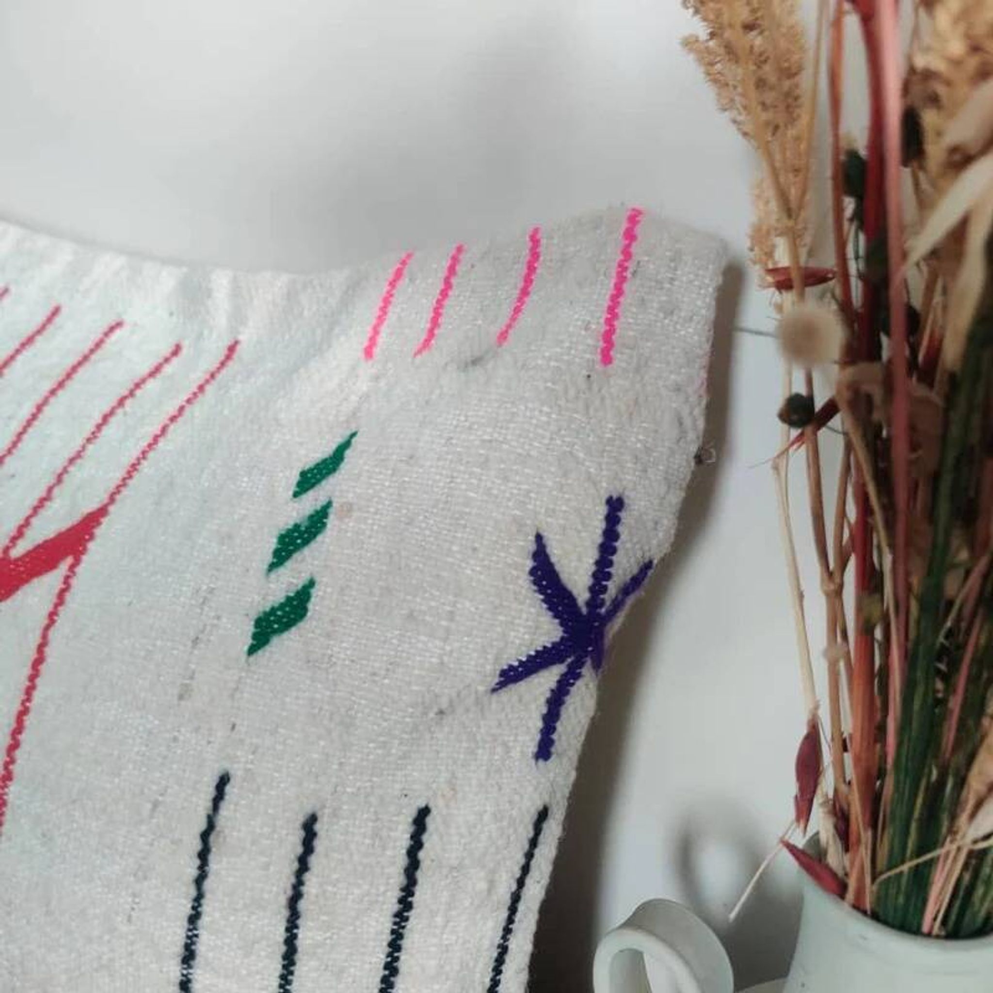 Coussin bohème marocain blanc