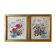 Tableau deux aquarelles sur tissus Chine fleurs et oiseaux cadres XIX°