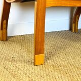 Scandinavian leather and teak bench 1960