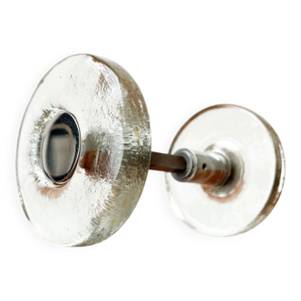 Mid-century modern glass and metal door handle from the space age, Germany, 1960s.