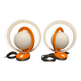 Pair of Vintage Table Lamps • Saturn • Steel and Glass • Space Age • 1960