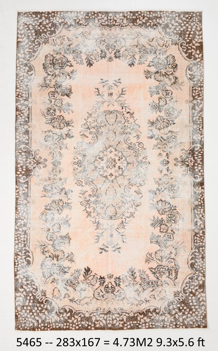 5x9 Brown Beige Classic Floral Handmade Vintage Rug, 167x283Cm SK 5465